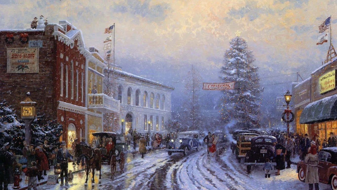 A dreamy winter scene of vintage Christmas – the perfect backdrop for your holiday festivities.