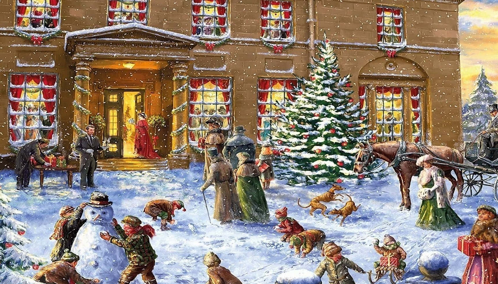 Download Nostalgic Vintage Christmas Scene | Wallpapers.com