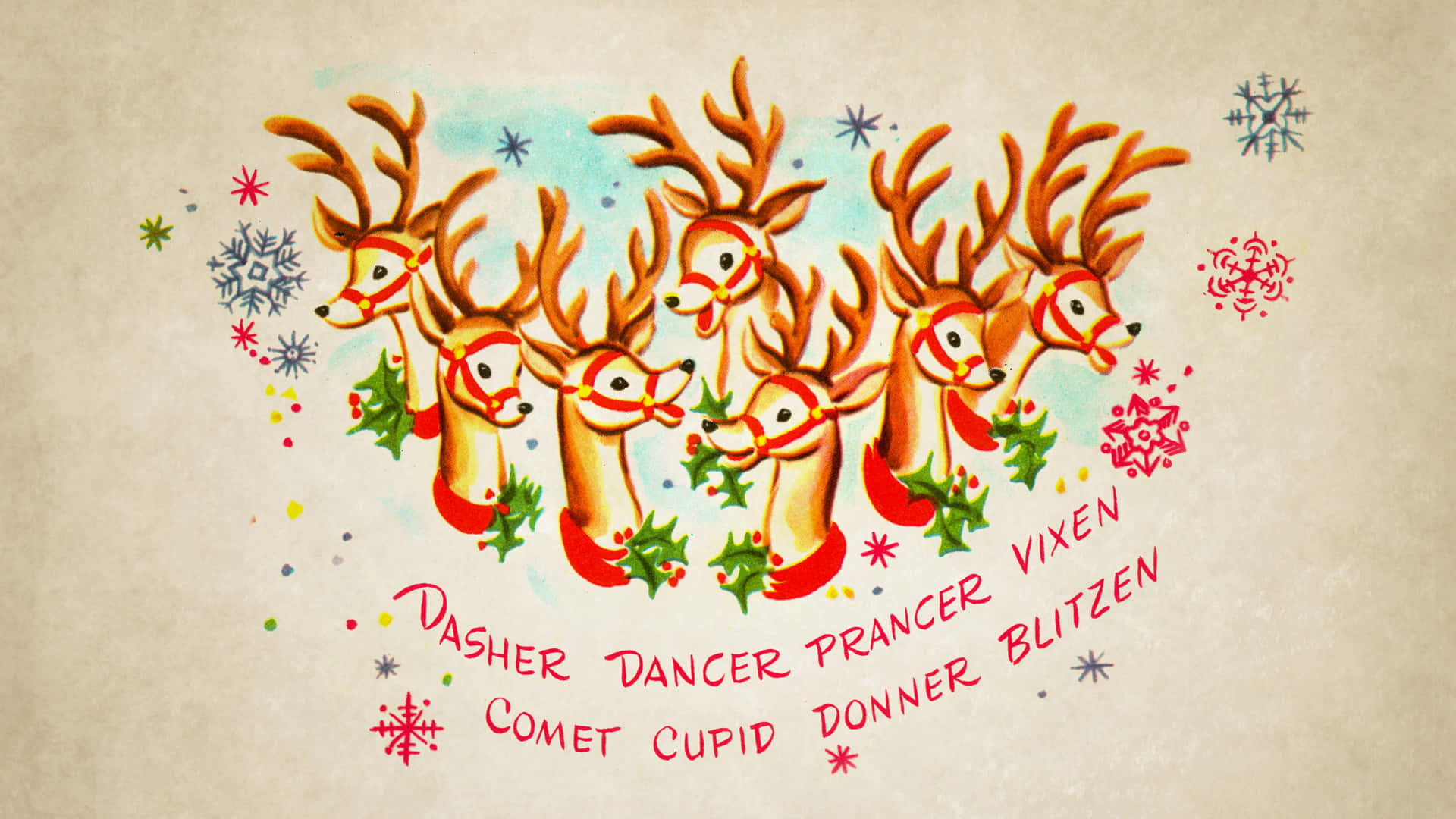 Festive Vintage Christmas Background with Ornaments and Snowflakes
