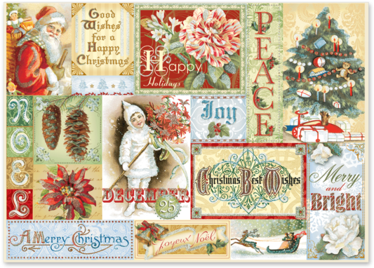 Vintage Christmas Collage PNG