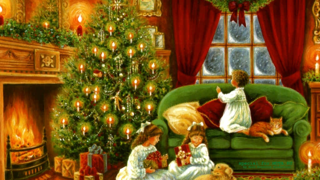 Let The Vintage Christmas Magic Shine Wallpaper