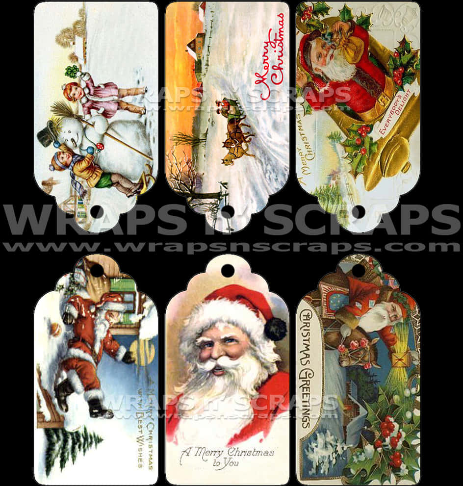 Vintage Christmas Gift Tags Collection PNG