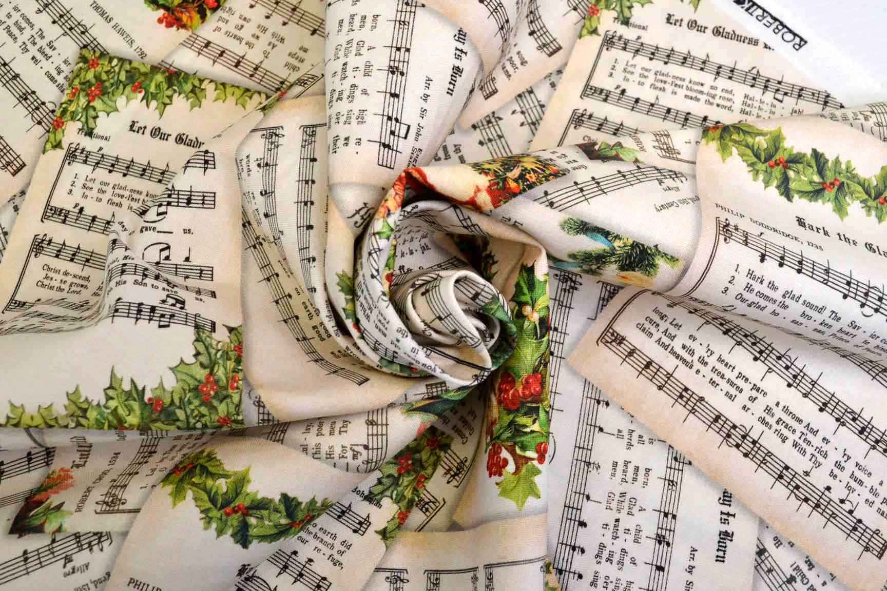 Vintage Christmas Music Sheet Fabric Wallpaper