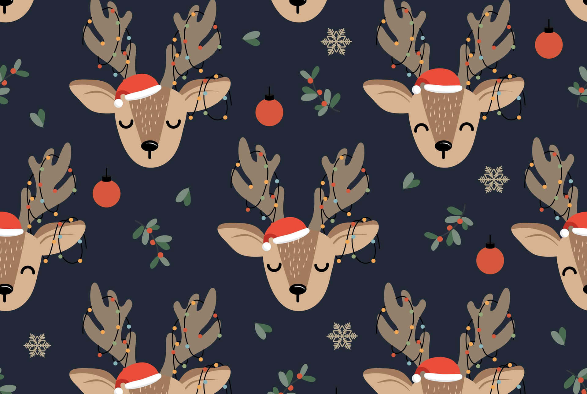 Vintage Christmas Reindeer Wallpaper