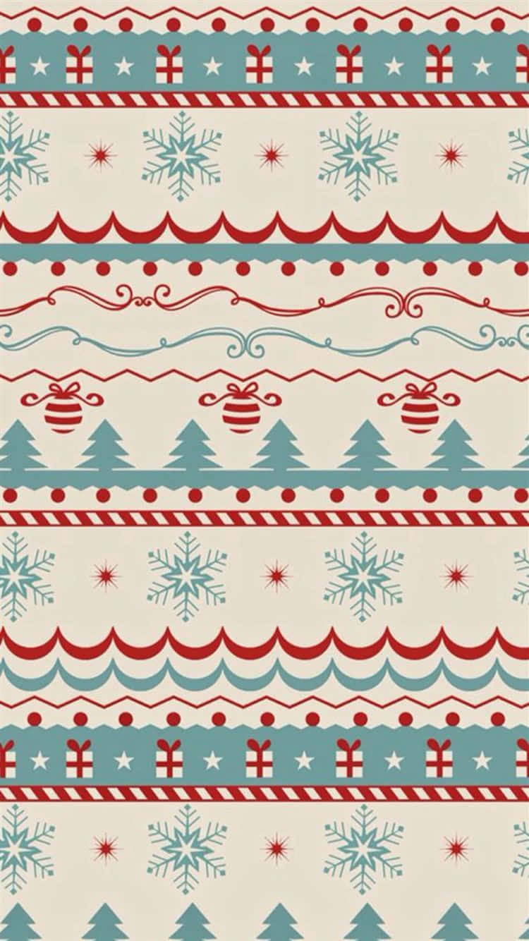 Vintage Christmas Patterni Phone Wallpaper Wallpaper