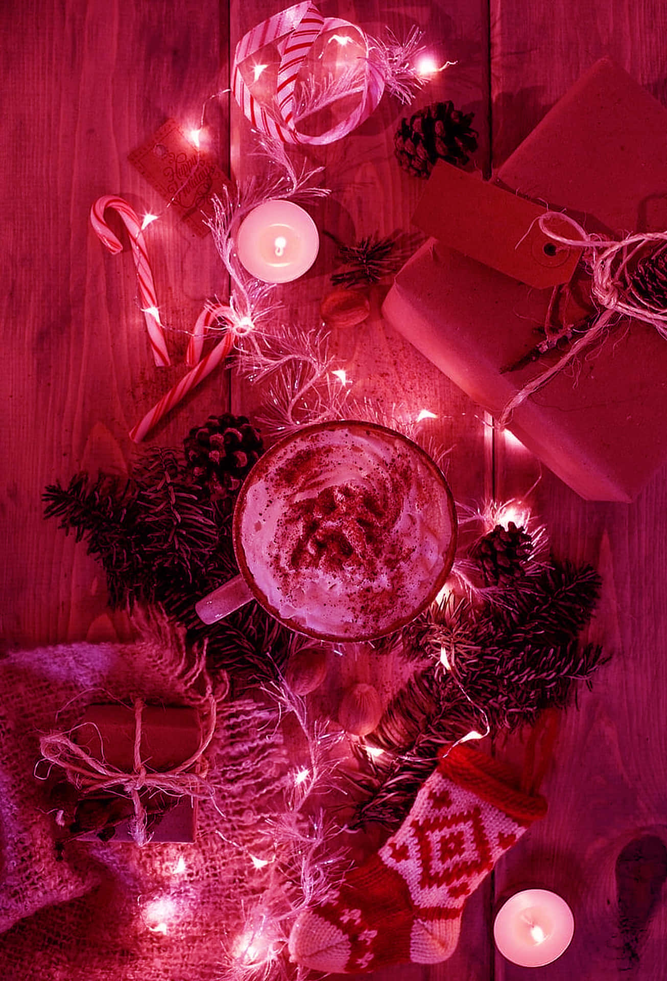 Vintage Christmas Red Wallpaper