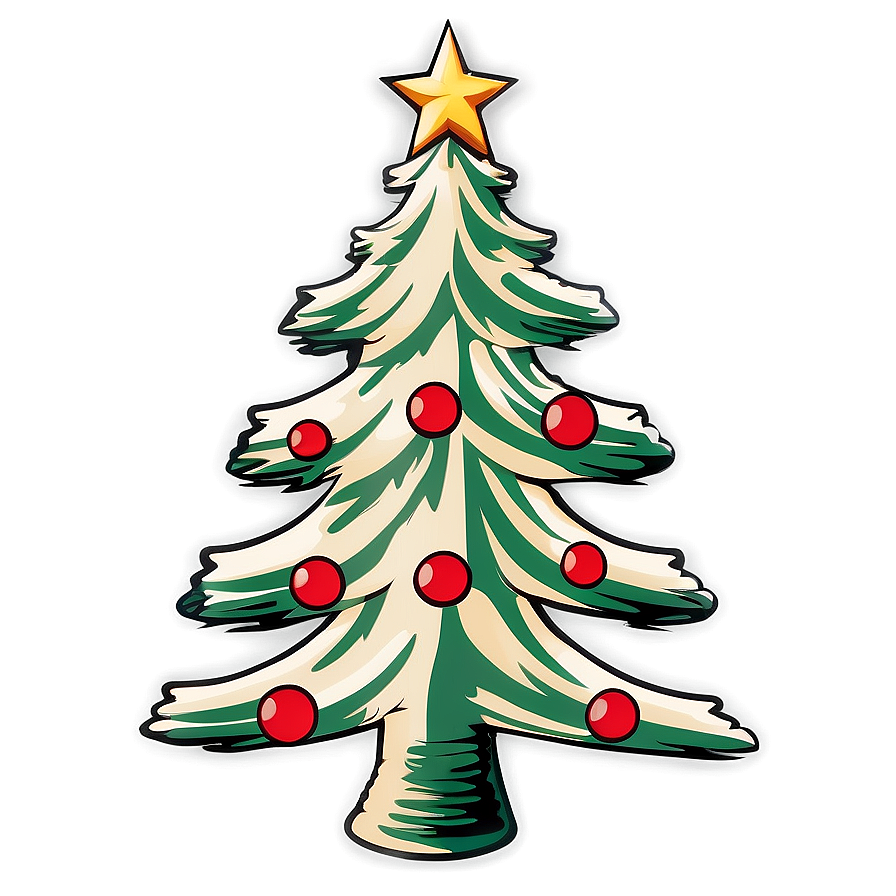 Vintage Christmas Tree Outline Png 06132024 PNG