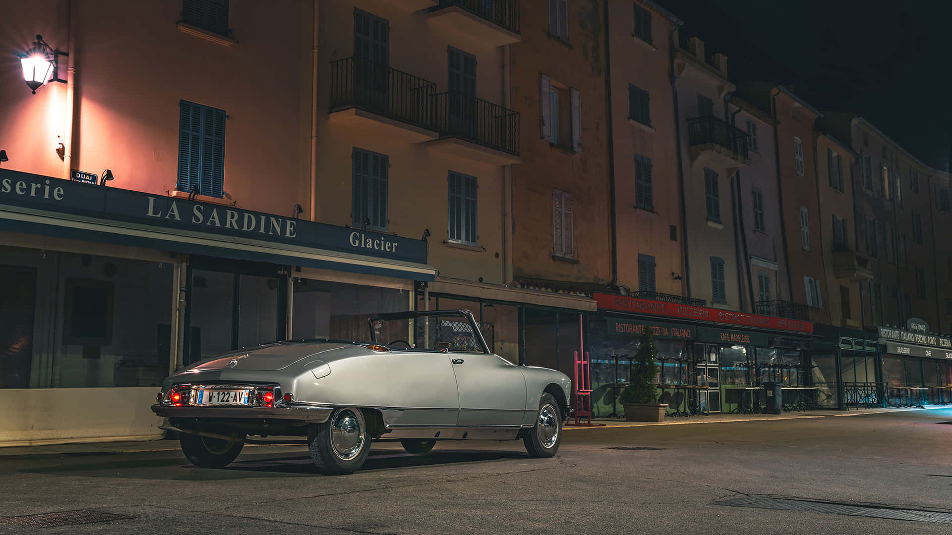 Vintage Citroen D S Nacht Scene Achtergrond