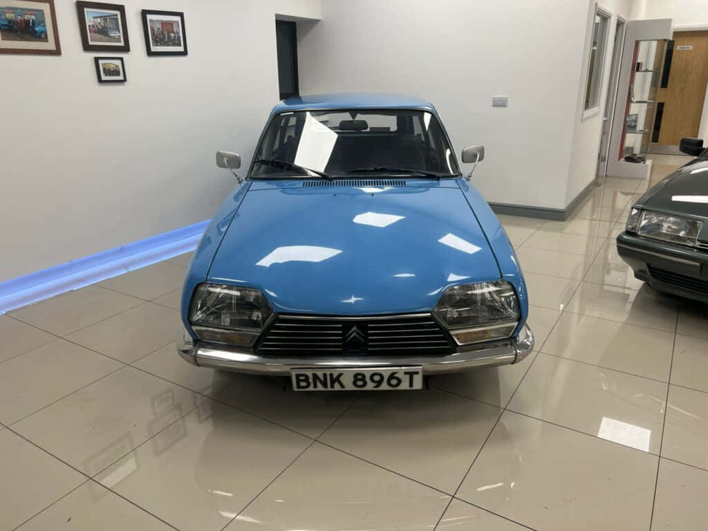 Vintage Citroen G S Blauwe Auto Showroom Achtergrond