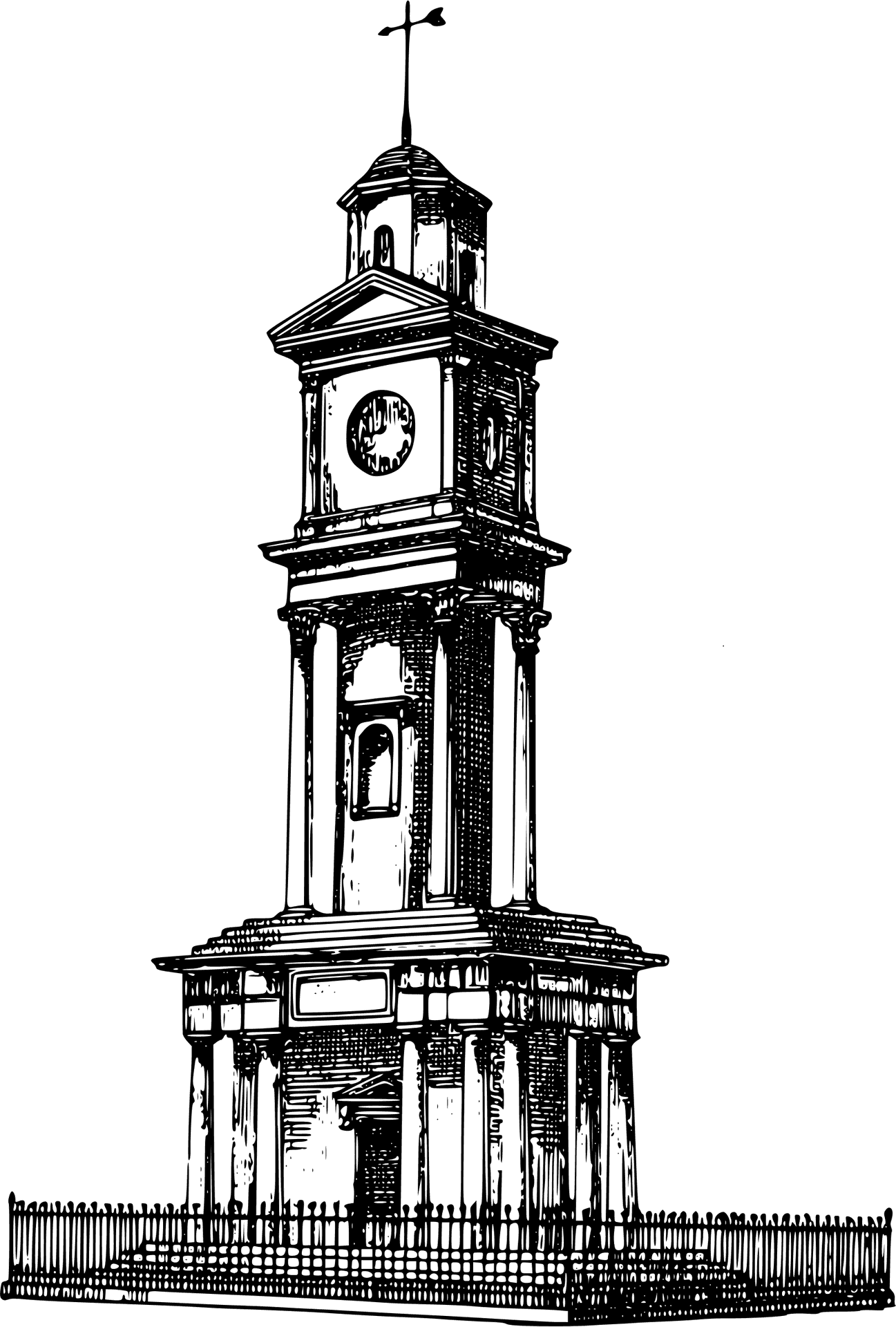 Vintage Clock Tower Illustration PNG