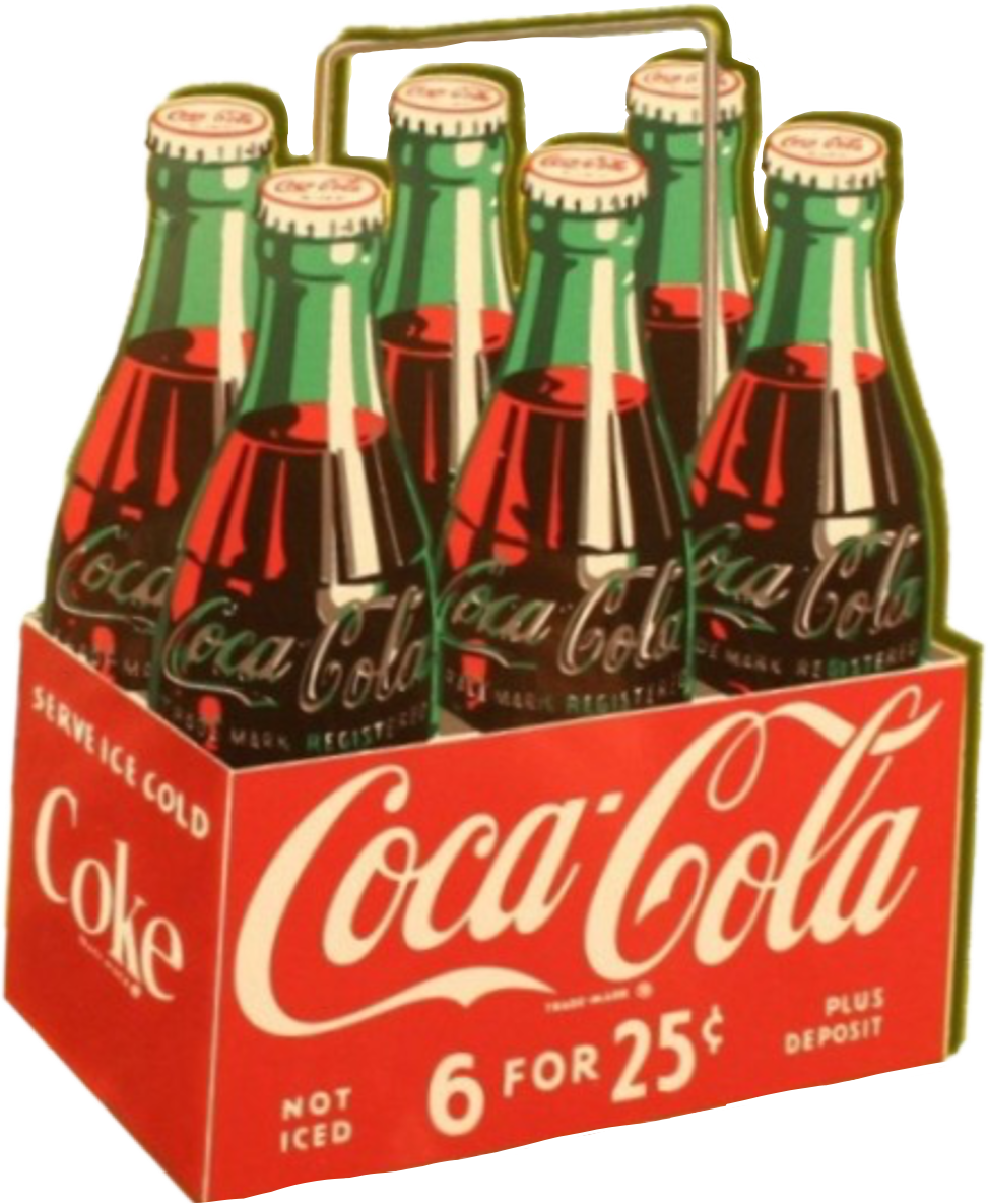 Vintage Coca Cola Bottle Pack Advertisement PNG