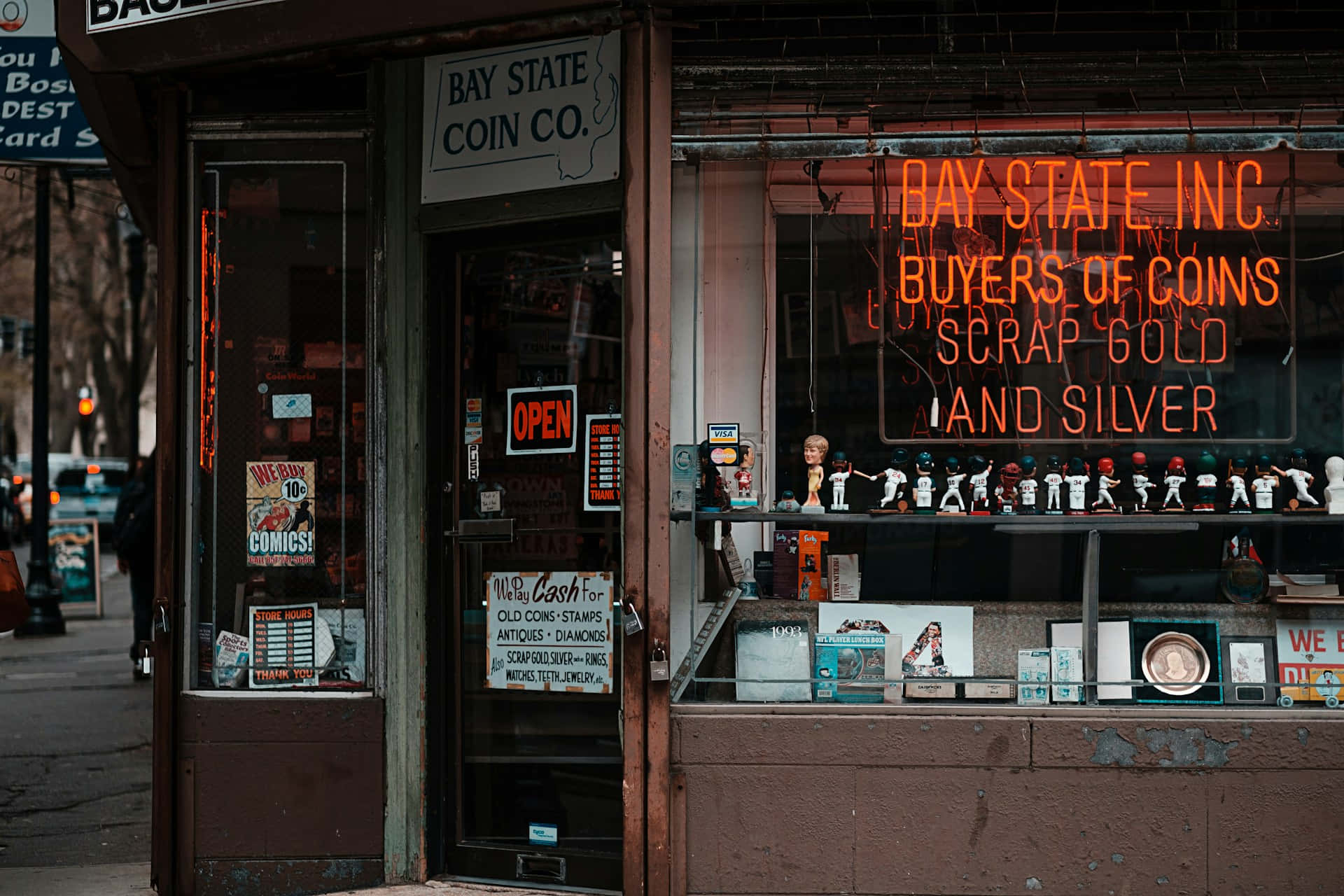 Panneau Néon Vintage De Magasin De Pièces De Monnaie Fond d'écran