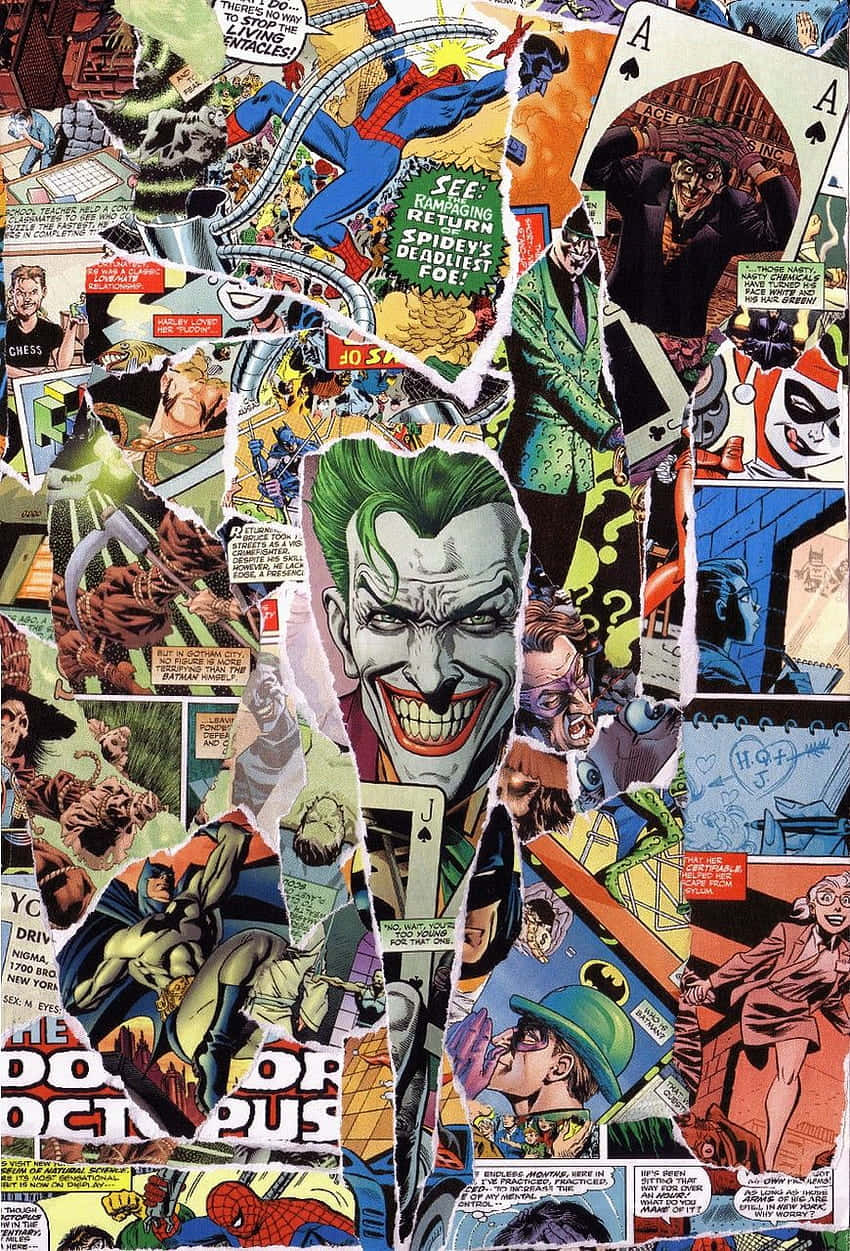 Collezioned'arte Vintage Con Collage Del Joker Sfondo