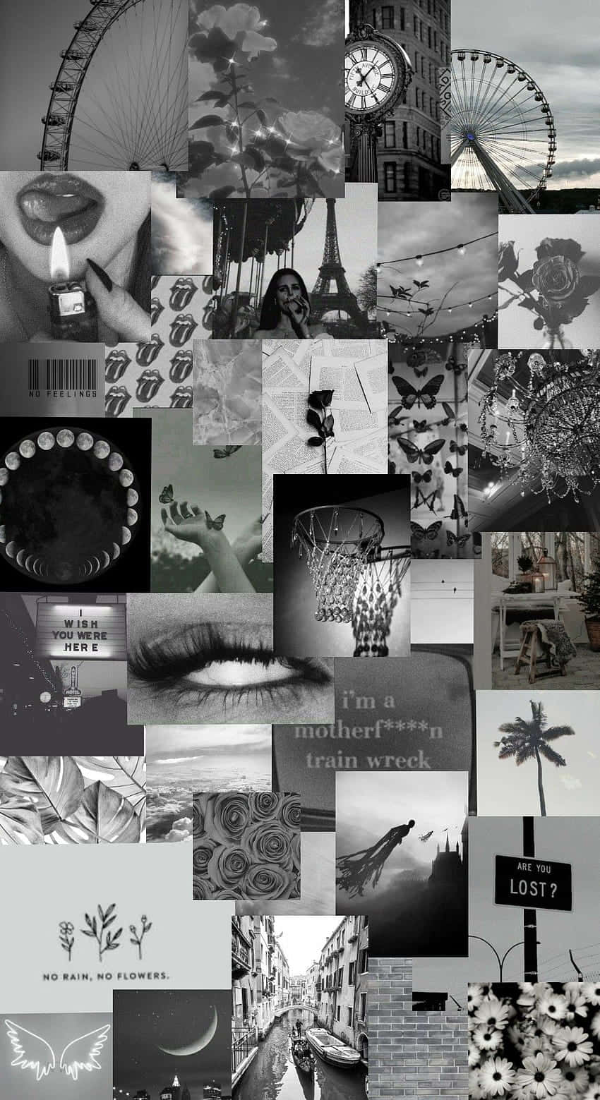 Collageclásico Blanco Y Negro. Fondo de pantalla