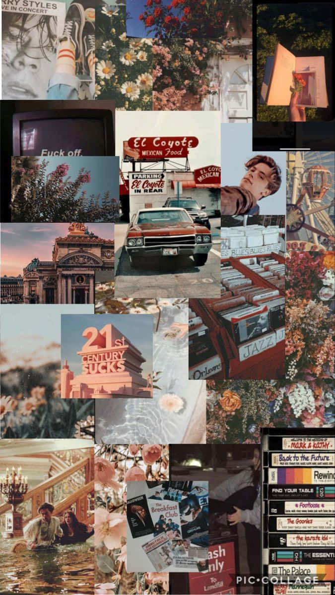 Experience the nostalgia of the past with this stunning vintage collage! Wallpaper