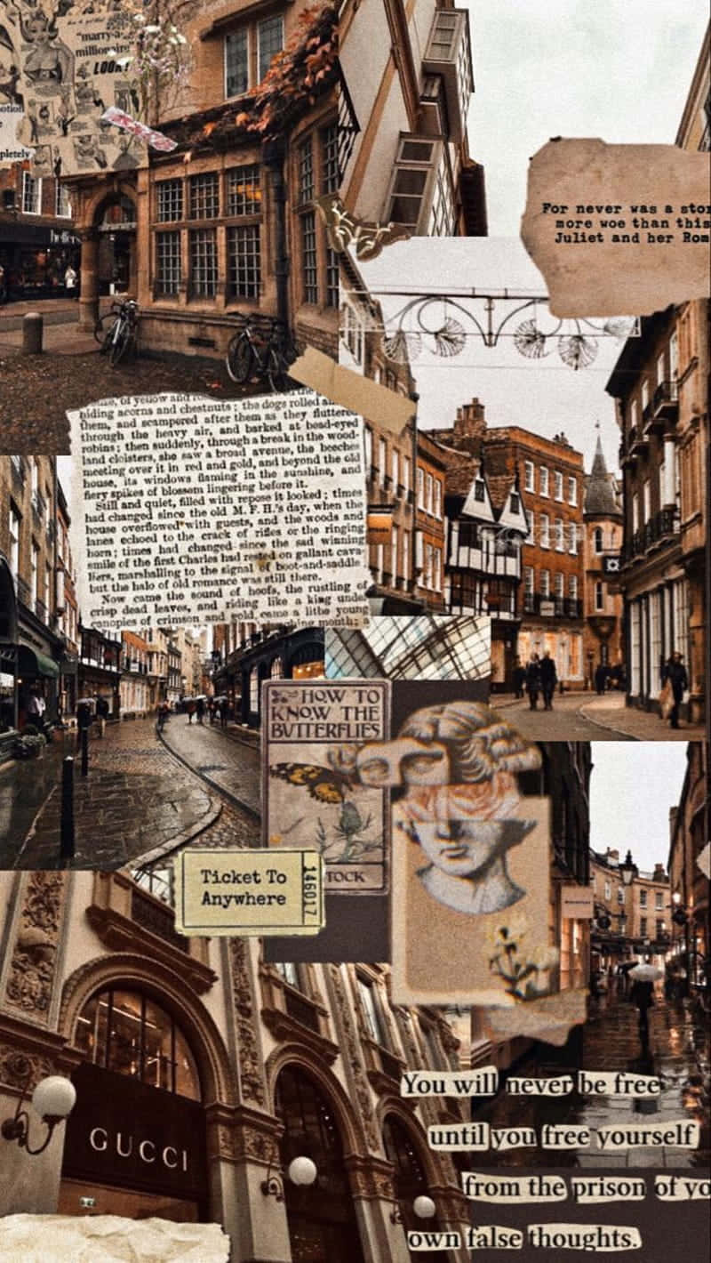 Vintage Collage Of European Streets And Quotes Wallpaper