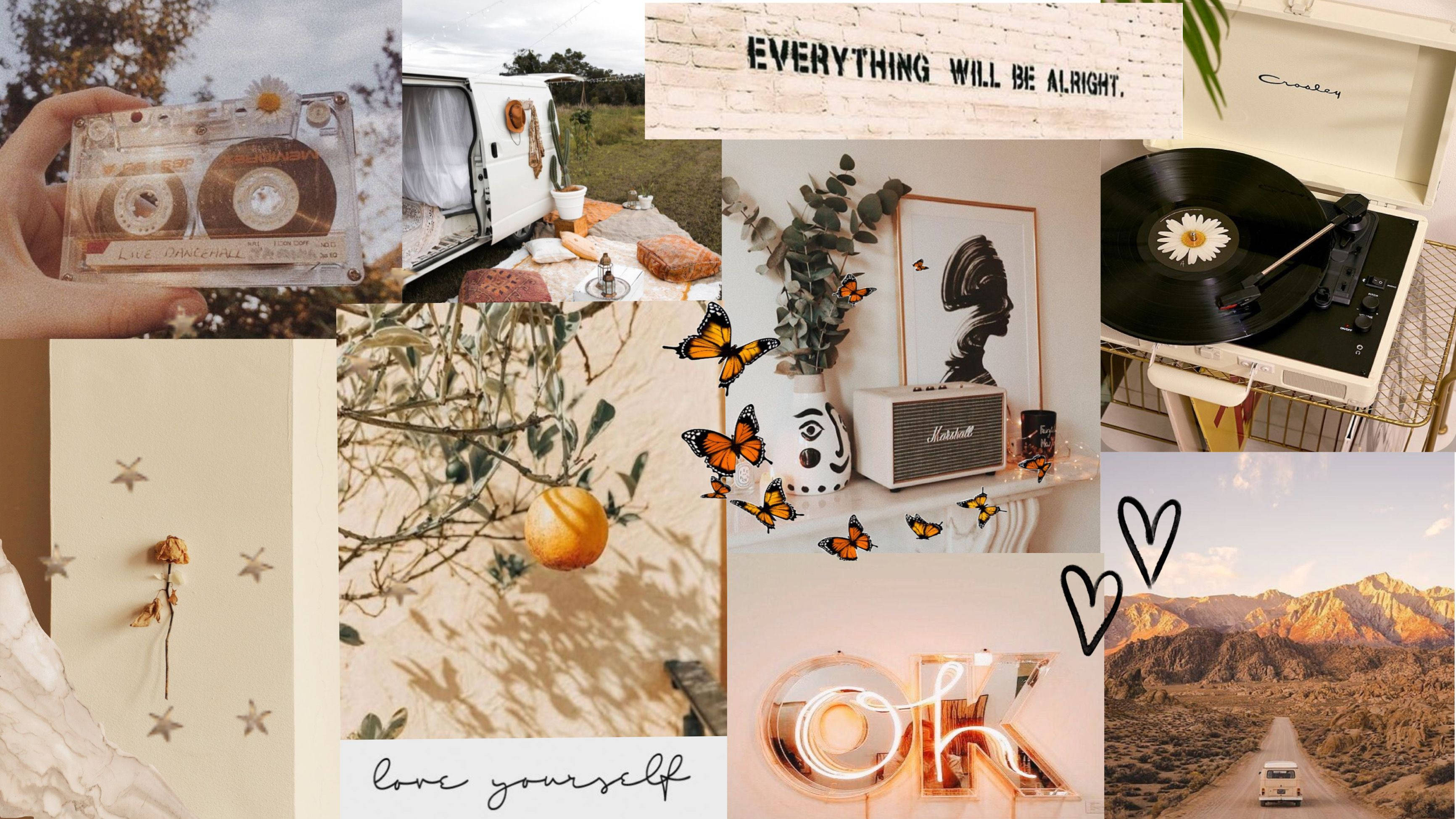 Download Vintage Collage Pinterest Aesthetic With Quotes Wallpaper |  