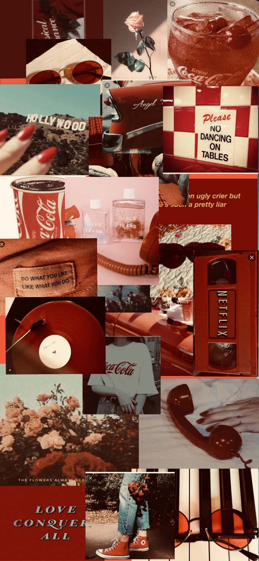 Vintage Collage Red Photos Wallpaper