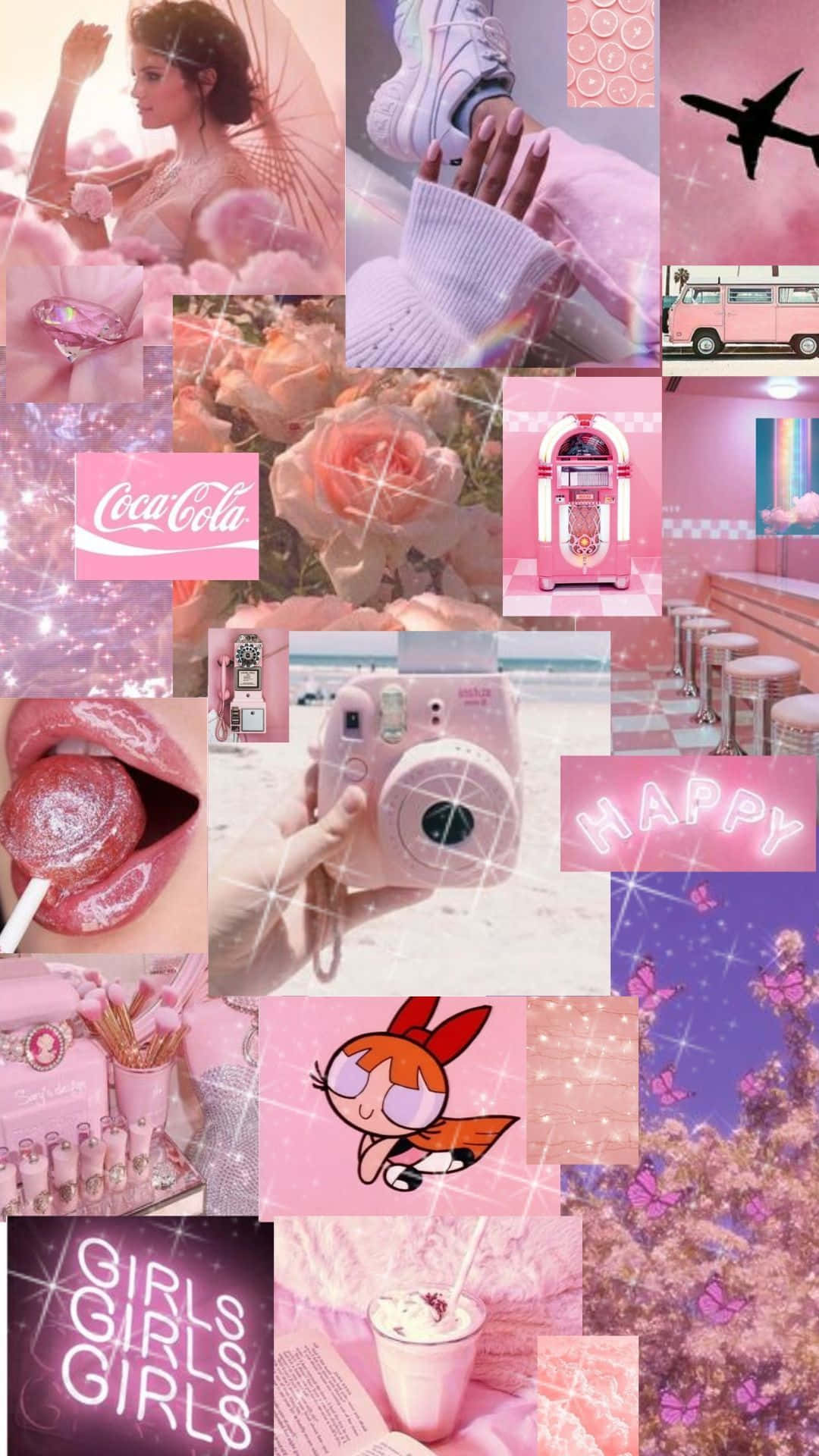 Vintage Collage Pink Girl Lifestyle Wallpaper