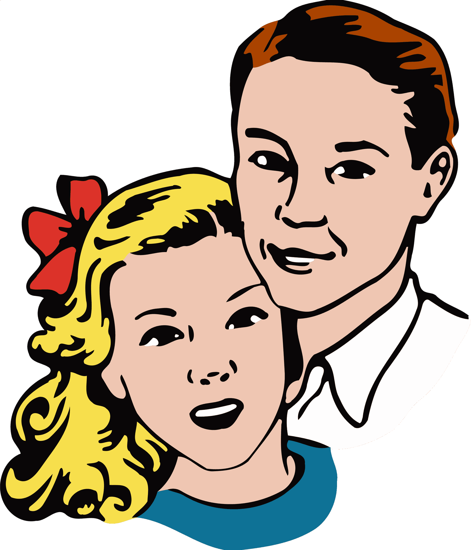 Vintage Comic Style Couple PNG