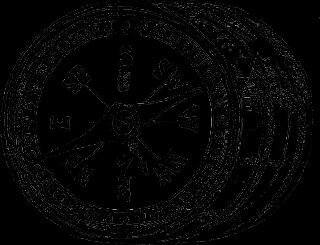 Vintage Compass Engraving PNG