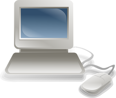 Vintage Computerand Mouse Vector PNG