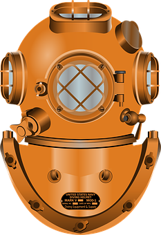 Vintage Copper Diving Helmet PNG