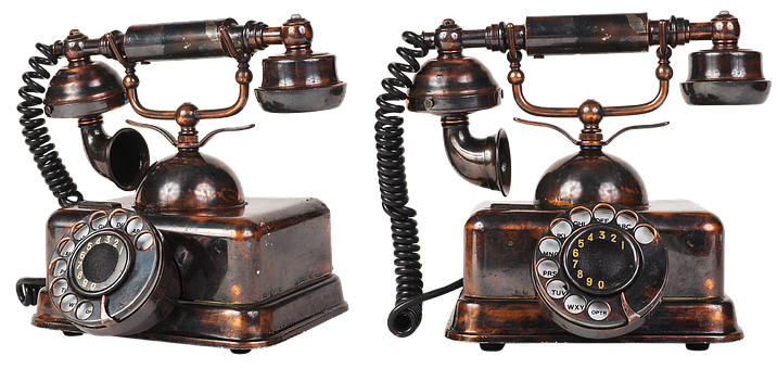 Vintage Copper Rotary Telephone PNG