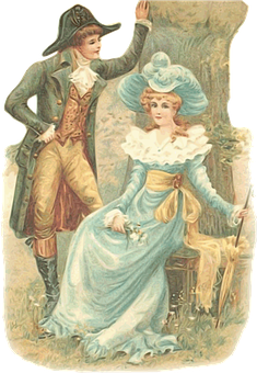 Vintage Couplein Period Costume PNG
