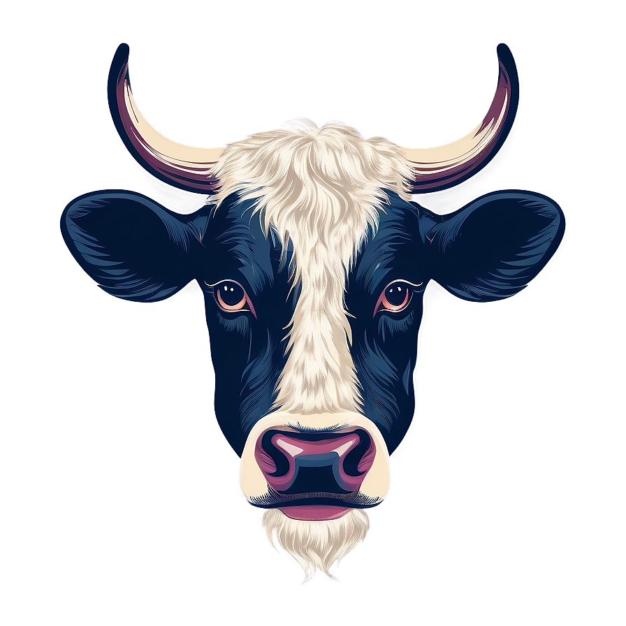 Vintage Cow Head Design Png 06212024 PNG