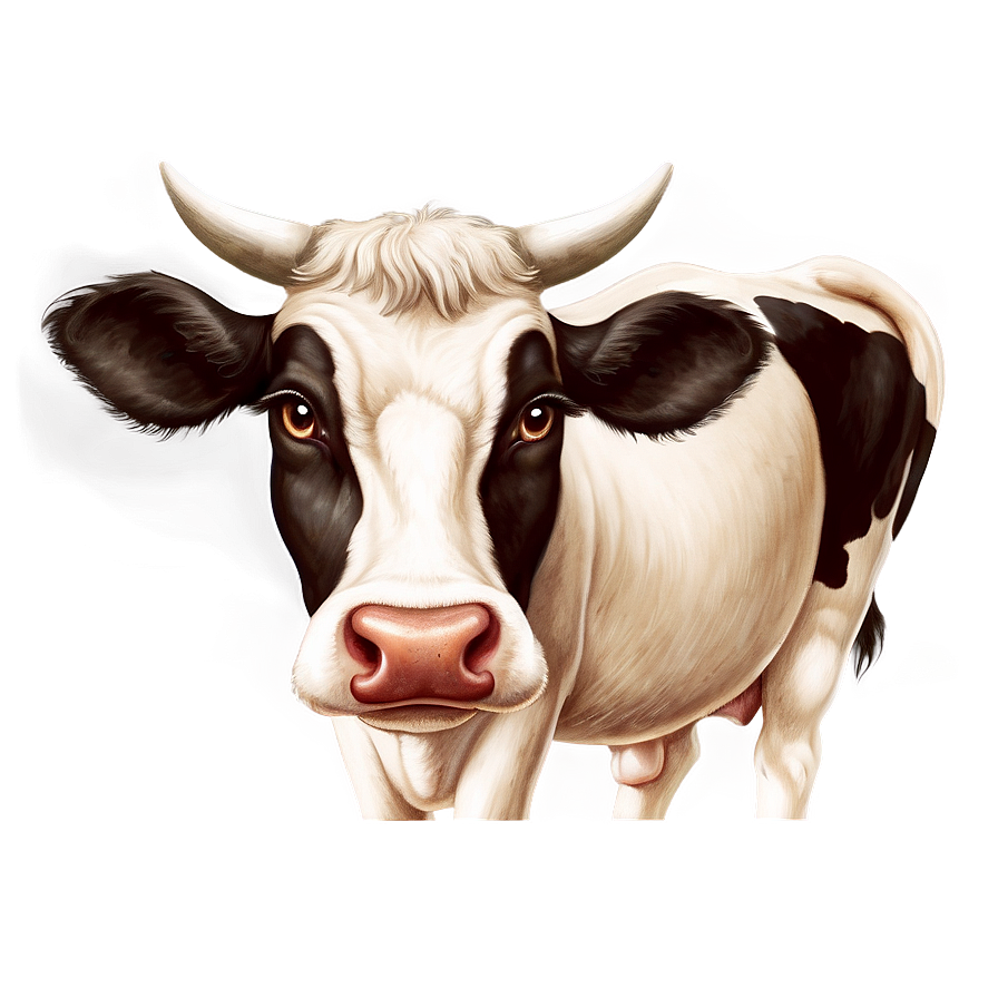 Vintage Cow Illustration Png Ruo PNG