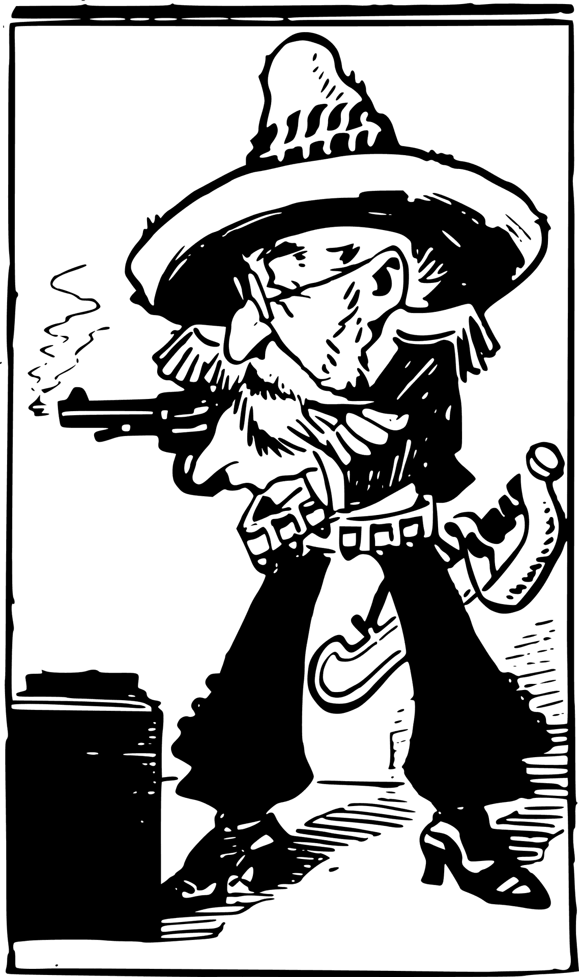 Vintage Cowboy Cartoon Illustration PNG