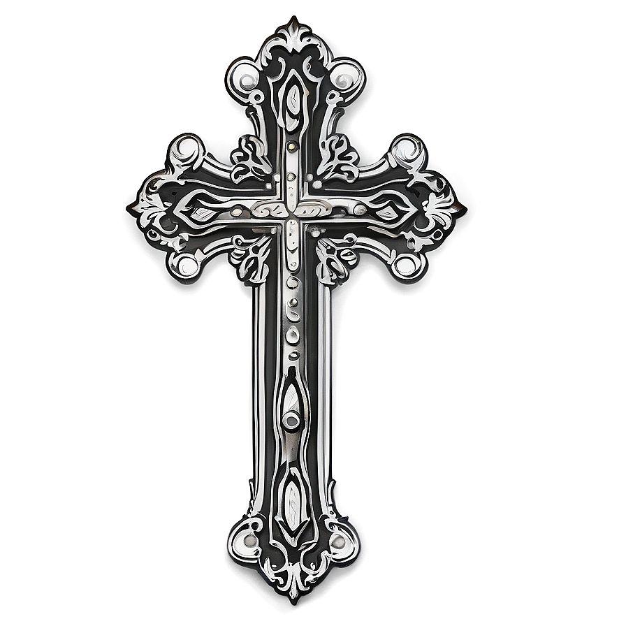 Vintage Cross Outline Png 06122024 PNG