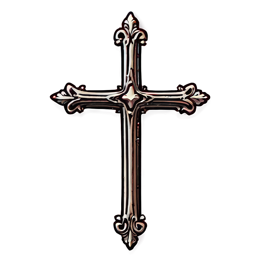 Vintage Cross Outline Png 06122024 PNG
