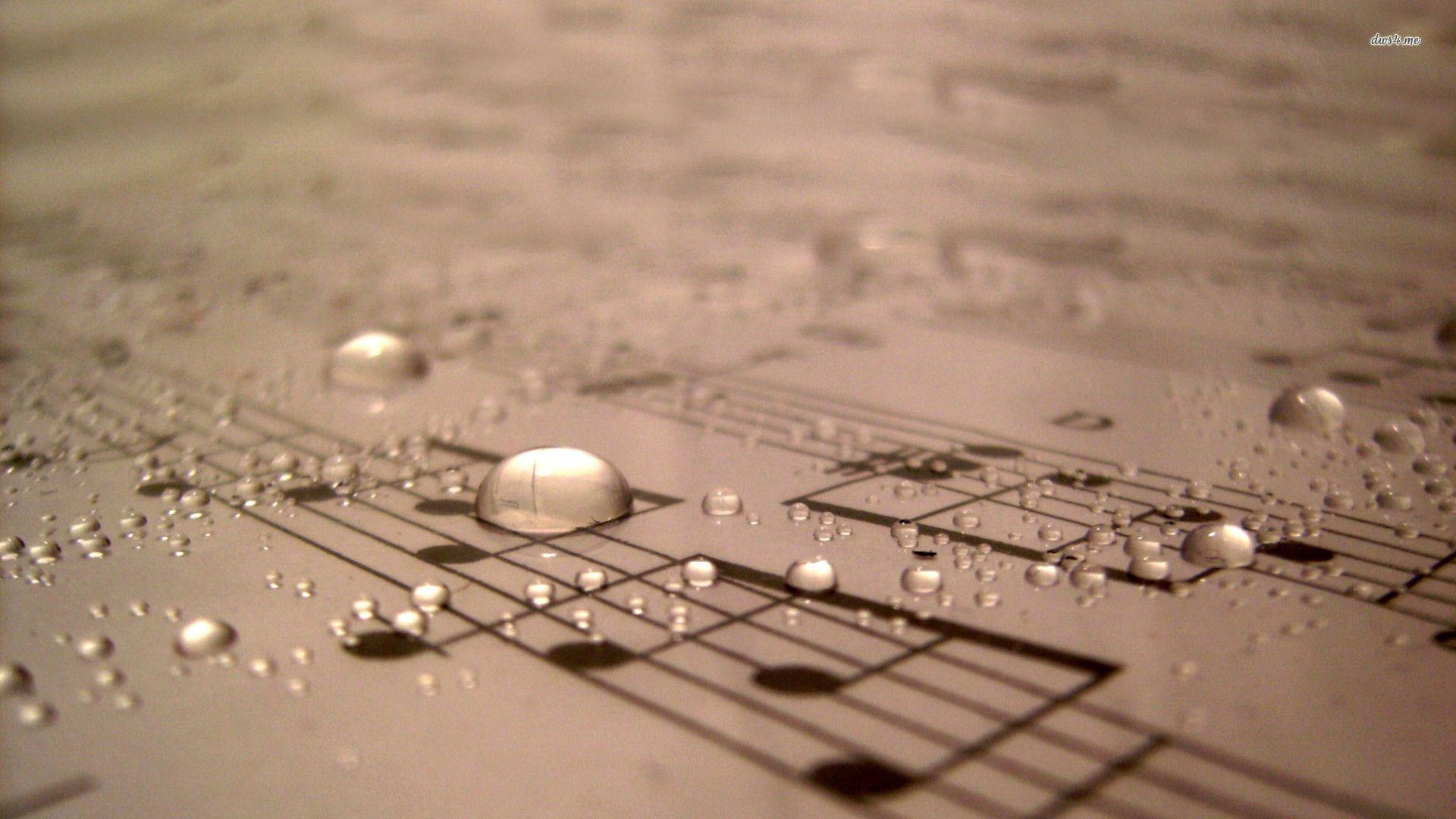 Vintage Cute Music Sheet With Water Droplets Wallpaper