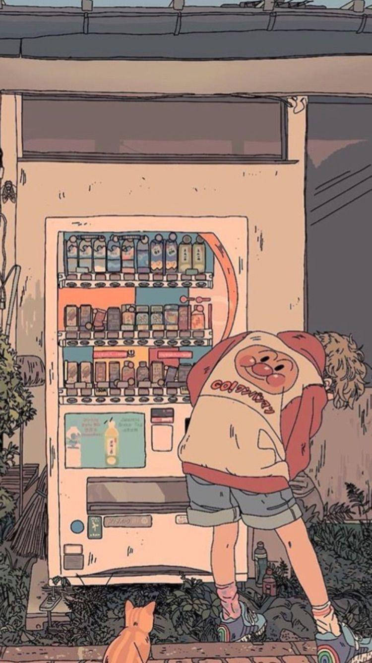 HD wallpaper anime girls original characters street village vending  machine  Wallpaper Flare