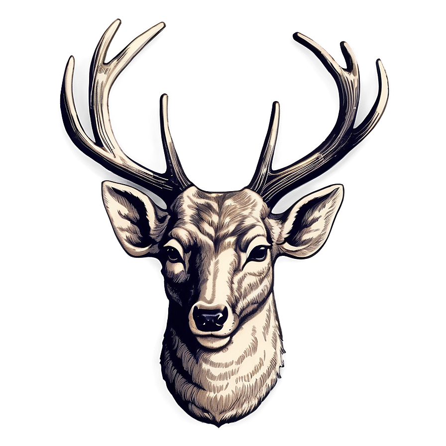 Vintage Deer Head Engraving Png Ydw PNG