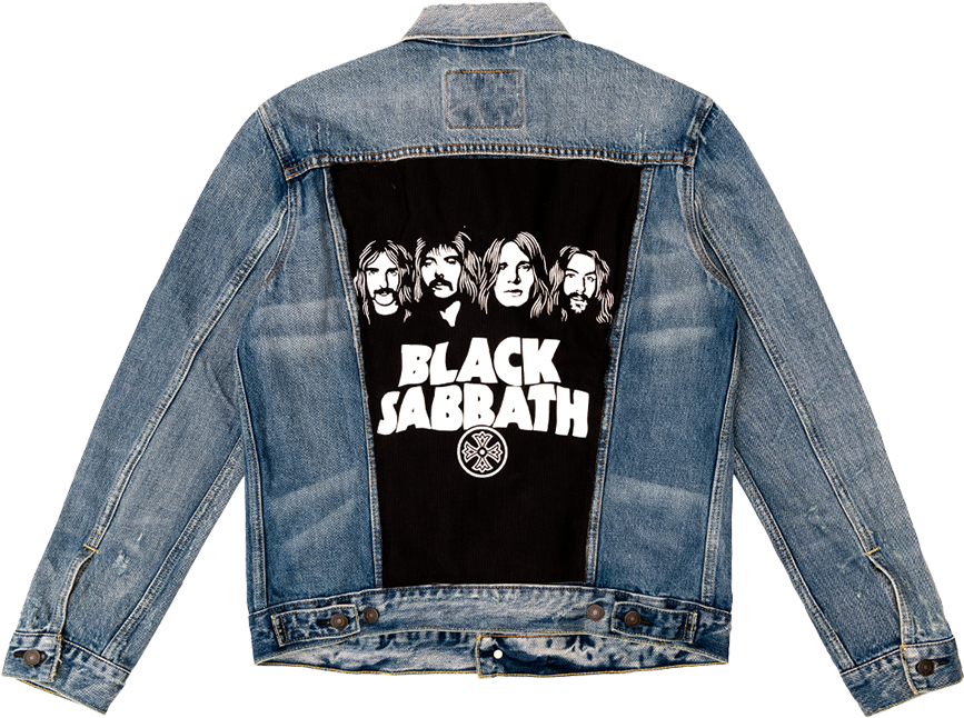 Vintage Denim Jacket Black Sabbath Patch PNG