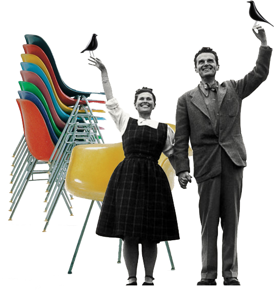 Vintage Designers With Iconic Chairs PNG