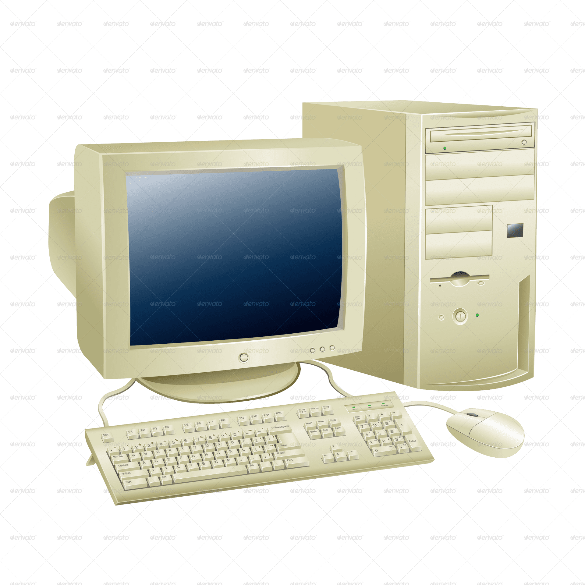 Vintage Desktop Computer Setup PNG