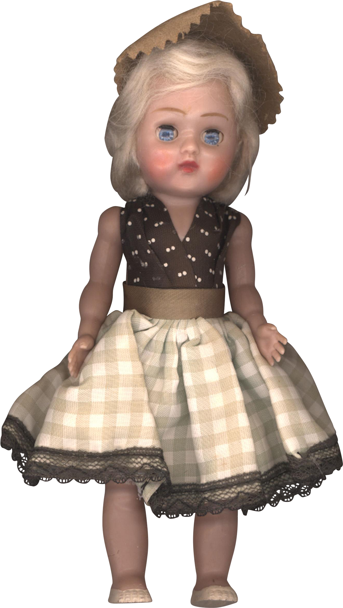 Vintage Dollin Polka Dot Dressand Hat PNG