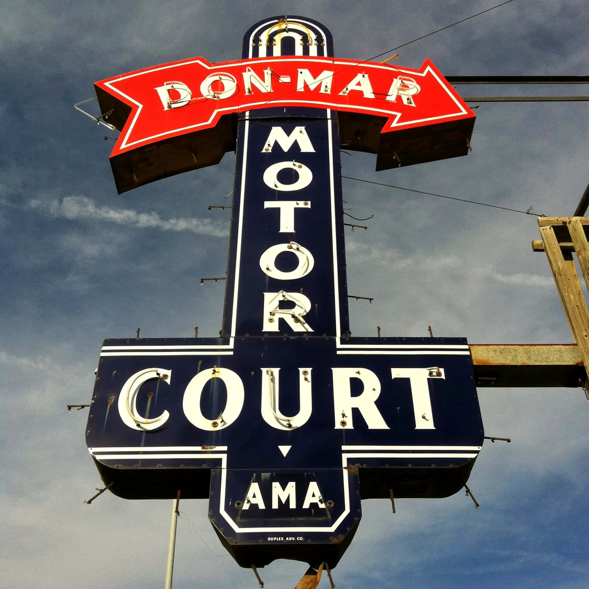 Vintage Don Mar Motor Court Neon Bord Achtergrond