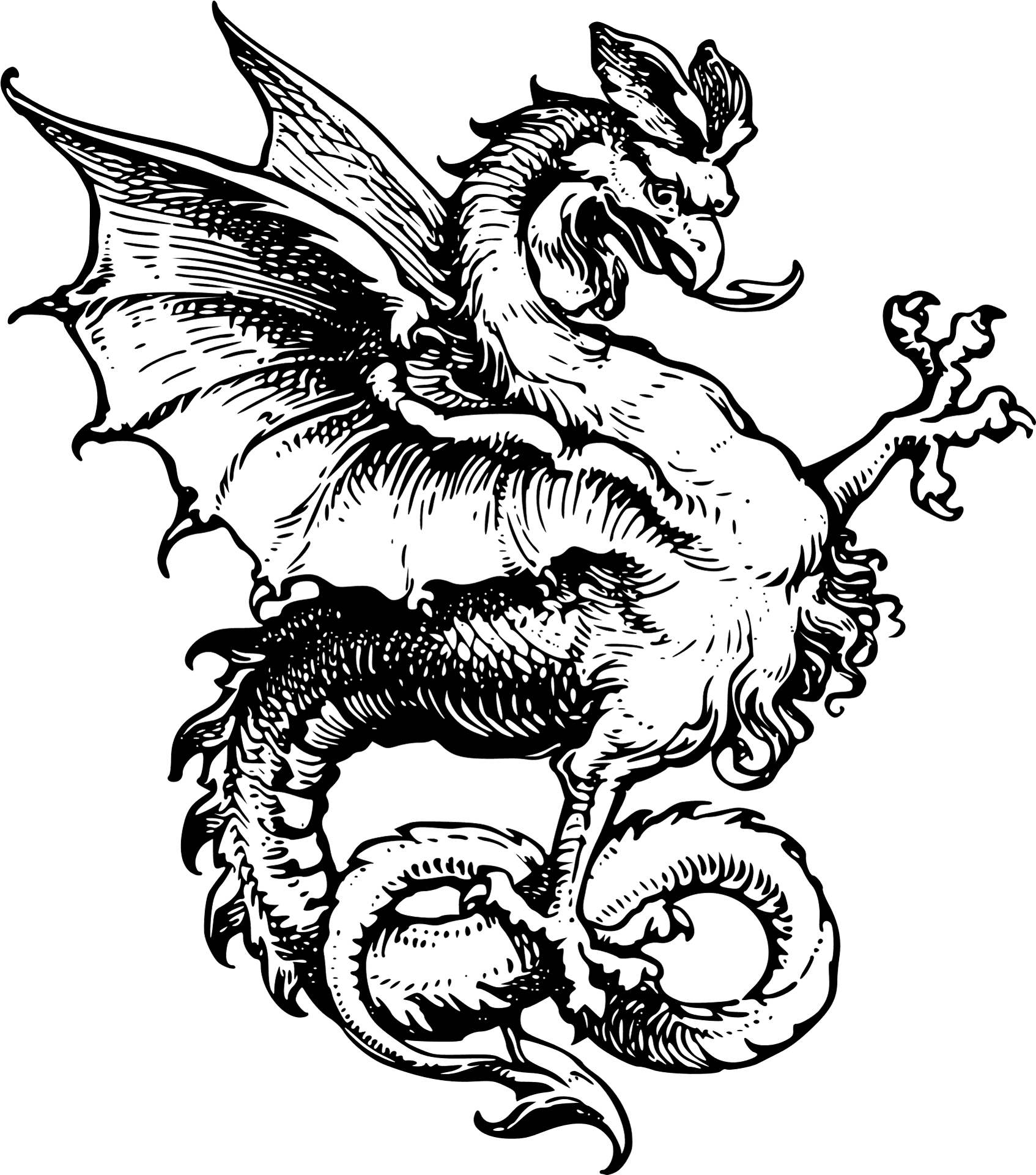 Vintage Dragon Illustration PNG