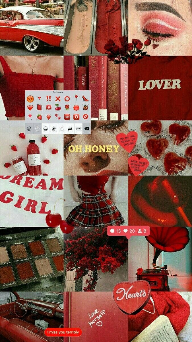 Vintage Dream Lover Collage Red Aesthetic Iphone Wallpaper
