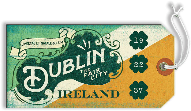 Vintage Dublin Luggage Tag PNG