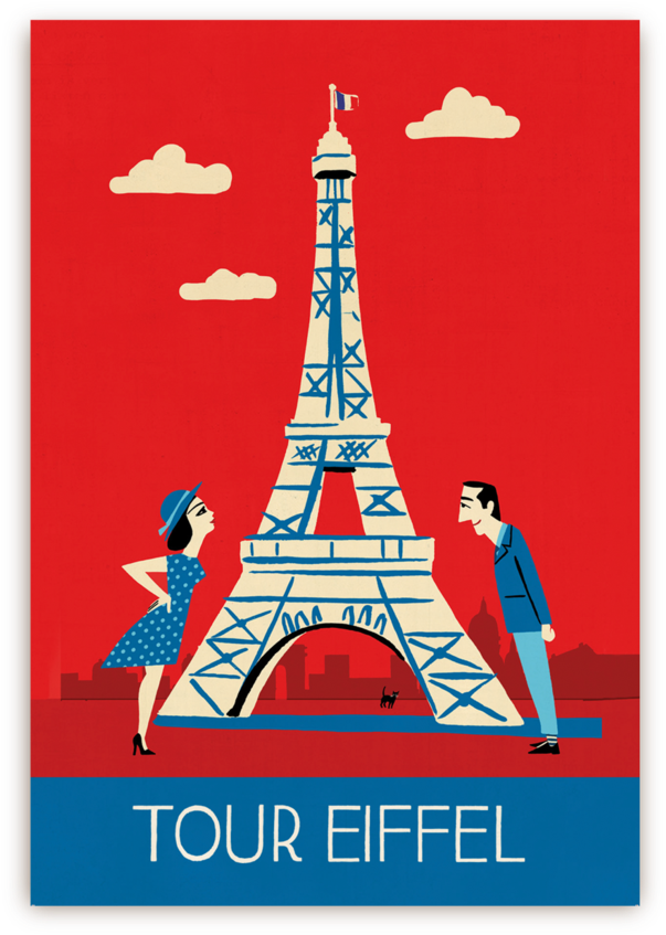 Vintage Eiffel Tour Poster PNG