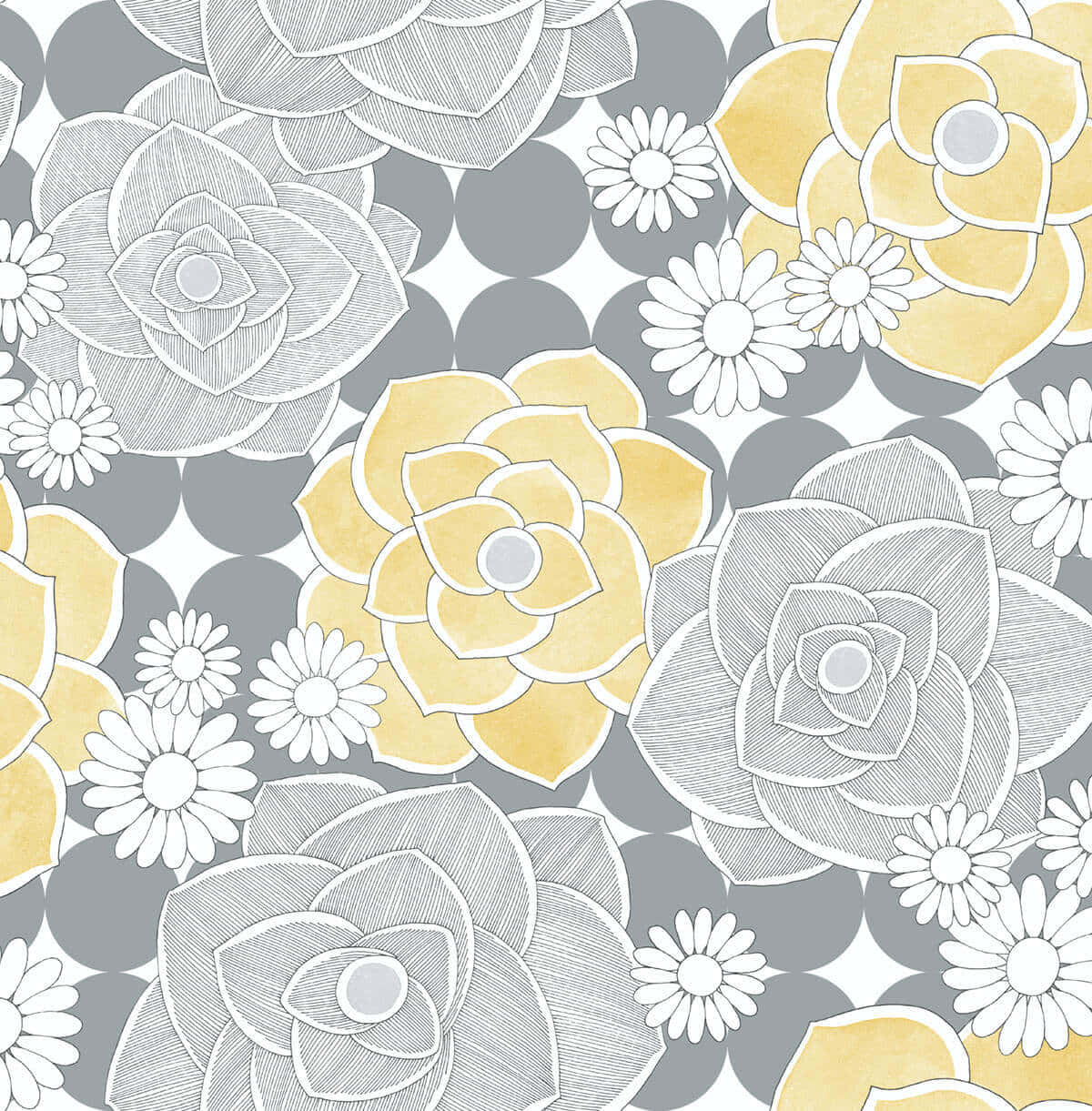 Vintage Elegance: Blooming Retro Floral Wallpaper Wallpaper