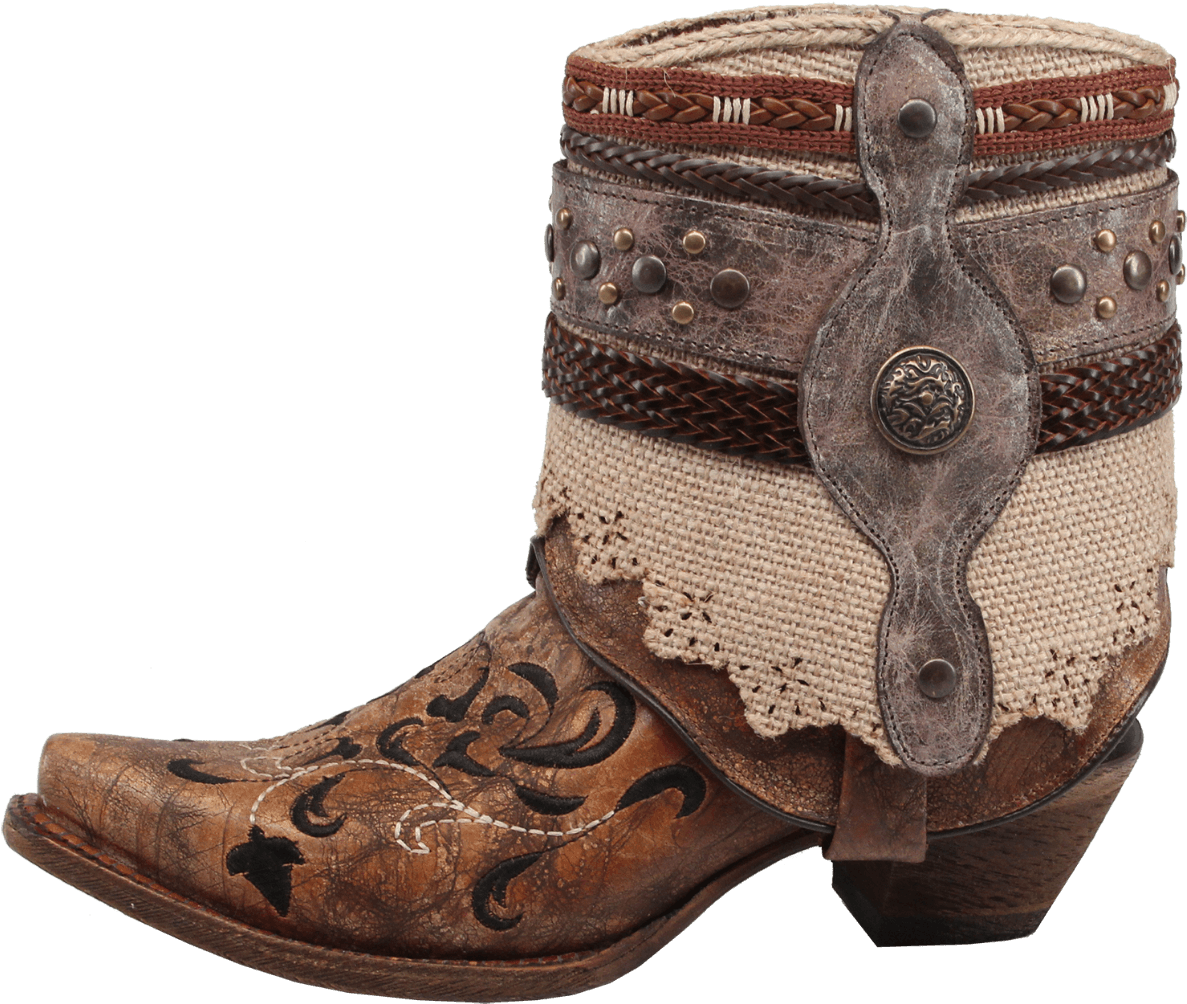 Vintage Embellished Cowboy Boot.png PNG