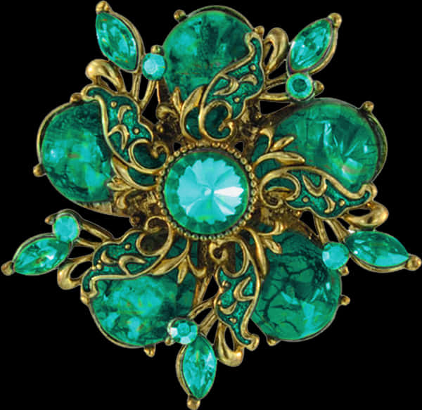 Vintage Emerald Gold Brooch Jewelry PNG