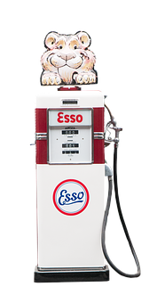 Vintage Esso Gas Pumpwith Tiger Topper PNG